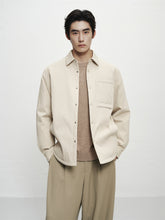 Men's Beige 3D Jacquard Down Shirt Jacket
